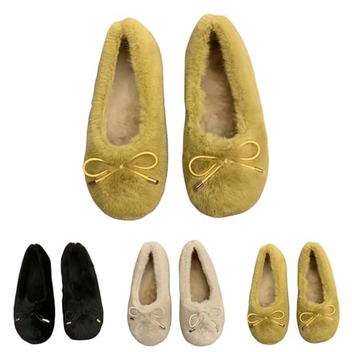 Hüttenschuhe Damen Leicht Loafer Winter Hausschuhe Damen Plüsch Flauschig Filzpantoffeln rutschfest Weiche Outdoor Slippers Warm Kuschel Hausschuhe Geschlossen Unisex Breite Füße Pantoffeln von Generisch