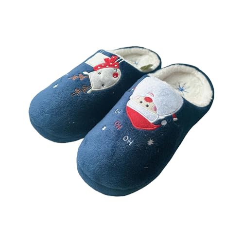 Hüttenschuhe Damen Wolle, Hausschuhe Damen Winter Plüsch Pantoffeln Unisex Hausschlappen Bequem Filzpantoffeln Weiche Sohle Baumwollhausschuhe Lustige Filzpantoffeln Weihnachtsmann Heimschuhe von Generisch