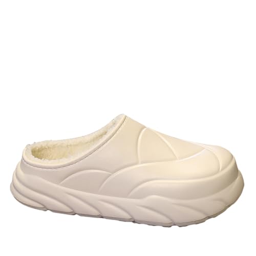 Hüttenschuhe Damen Wolle - Herren Damen Winter Hausschuhe Warme Pantoffeln Unisex Pantoletten Wasserdicht Schlappen Rutschfest Haushaltsschuhe Gummisohlen Plüschhausschuhe Bequem Gartenschuhe von Generisch