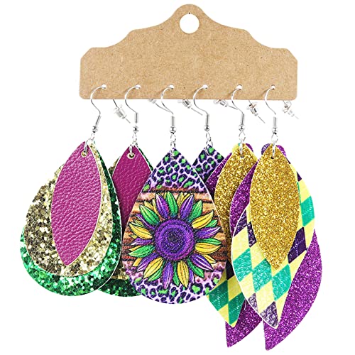 Huggie Hoop Pailletten Wassertropfen Leopard Lederohrringe Set Ohrringe Doppelseitige Ohrringe Für (C, One Size) von Generisch
