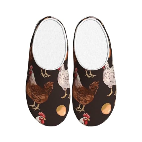 Huhn Damen Hausschuhe Flanell Haus Pantoffeln für Männer Süße Henne rutschfeste Warme Winterschuhe für Indoor Outdoor, mehrfarbig, X-Small Men/ XX-Large Women von Generisch