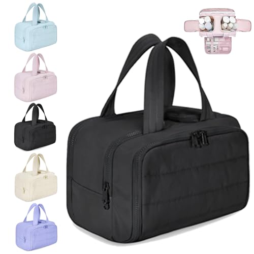 Humidity Travel Cosmetic Bag, Large Capacity Wide-Open Travel Cosmetic Bag, Lightweight Waterproof Toiletry Organizer (Black) von Generisch