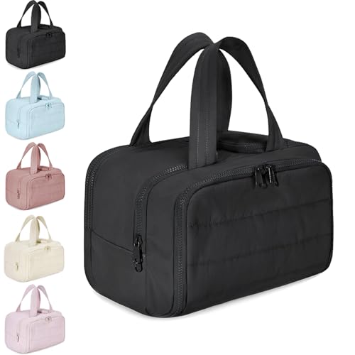 Humidity Travel Cosmetic Bag,Large Capacity Wide-Open Travel Toiletry Bag,0.6lb Lightweight,Travel Bag for Essentials Toiletries for Women (Black) von Generisch