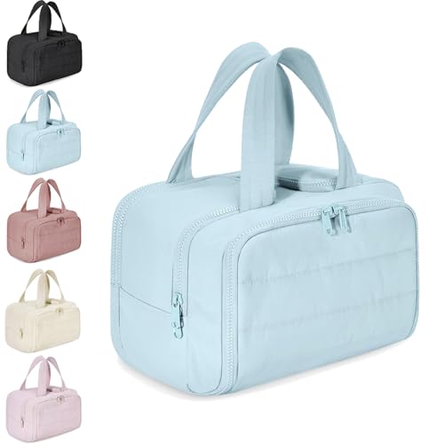 Humidity Travel Cosmetic Bag,Large Capacity Wide-Open Travel Toiletry Bag,0.6lb Lightweight,Travel Bag for Essentials Toiletries for Women (Blue) von Generisch