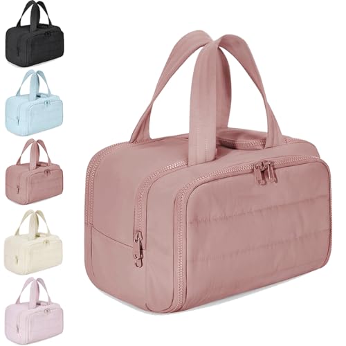 Humidity Travel Cosmetic Bag,Large Capacity Wide-Open Travel Toiletry Bag,0.6lb Lightweight,Travel Bag for Essentials Toiletries for Women (Rose) von Generisch