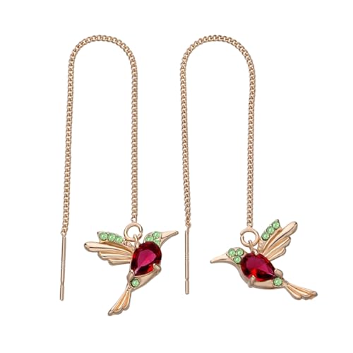 Hummingbird Ohrringe - tragbarer Dangle Ehrdrop | Leichtes Gewicht durch Threader Ohren | Eleganter Strass -Kolibri Langkette Dangle -Drop -Ohrringe für Frauen von Generisch