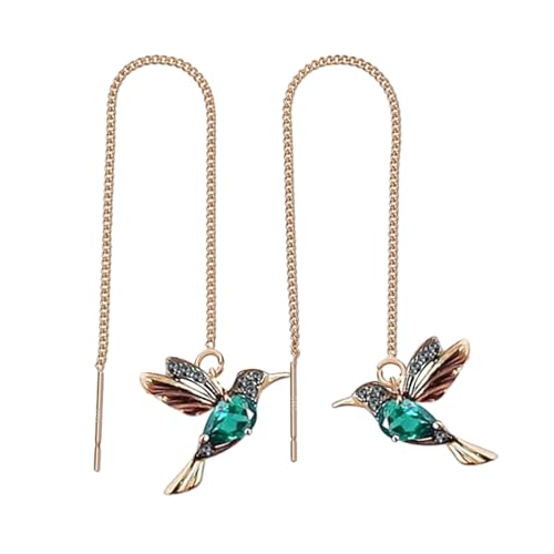 Hummingbird durch Threader -Ohrringe - Elegante langkette Drop -Ohrringe | Leichtes Hummingbird Flügel Anhänger Halskette und Ohrring -Set für Frauen | Modeschmuck Geschenk für Partyreisen von Generisch