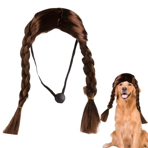 Hund Perücken Kostüm - Braune Katzenperücke Doppelte Long Braid | -Perücken -Kostüm | Funny Dog Cat Catten Perücke Langes Doppelgebissen | Halloween Christmas Party Festival Accessoi Hund Perücken Kostüm - Braune Katzenperücke Doppelte Long Braid | -Perücken -Kostüm | Funny Dog Cat Catten Perücke Langes Doppelgebissen | Halloween Christmas Party Festival Accessoi von Generisch