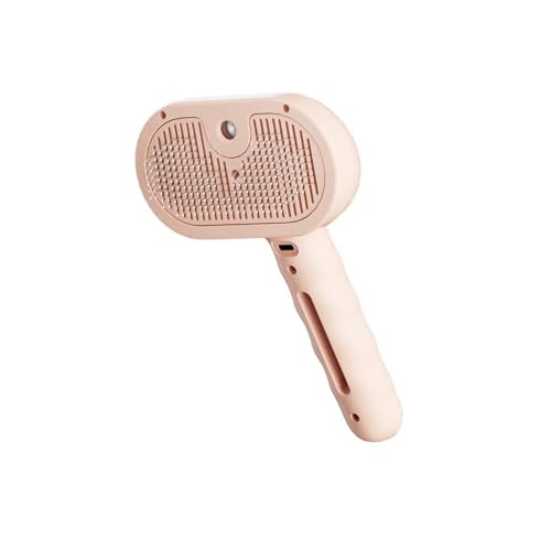 Hunde-Dampfbürste, 4-in-1-Dampfbürste, selbstreinigend, Haustierspray, Haarentfernungskamm mit Haarausfall-Knopf (1 Stück (Rosa)) von Generisch
