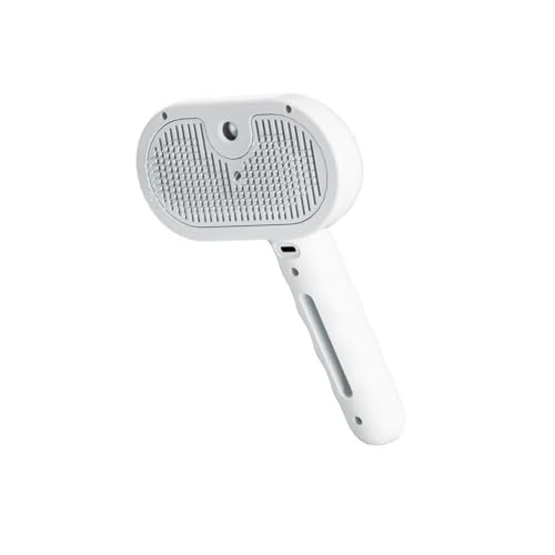 Hunde-Dampfbürste, 4-in-1-Dampfbürste, selbstreinigend, Haustierspray, Haarentfernungskamm mit Haarausfall-Knopf (1 Stück (weiß)) von Generisch