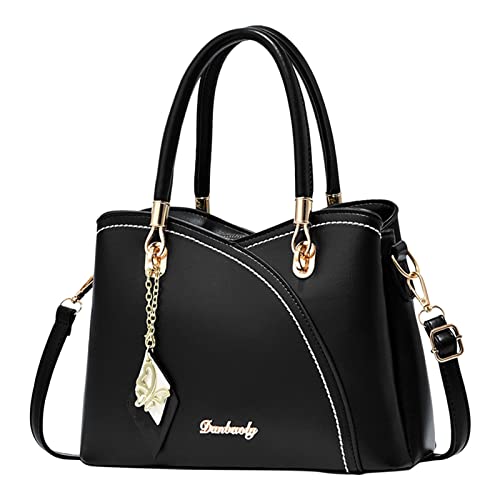 Hundeleckerli Taschen Damenhandtasche Große Kapazität Plaid Kontrastfarbe Mittleres Eine Schulter Umhängetasche Damen Jogginghose Mit Taschen (BK2, One Size) von Generisch