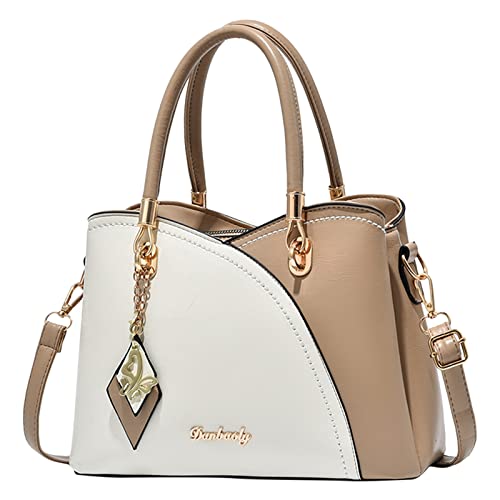 Hundeleckerli Taschen Damenhandtasche Große Kapazität Plaid Kontrastfarbe Mittleres Eine Schulter Umhängetasche Damen Jogginghose Mit Taschen (WH1, One Size) von Generisch