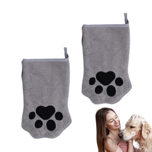 Hundepflege-Handschuhe,2X Hunde-Waschhandschuhe - Beidseitig Nutzbares Badetuch Mit Schnelltrocken-Funktion Für Unterwegs, Reisen & Tägliche Fellpflege Bei Kurzhaar-Haustieren von Generisch