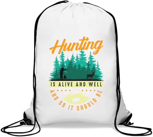 Hunting is Alive and Well and So It Should Be Gym Sack Casual Drawstring Bag White, weiß, Einheitsgröße von Generisch