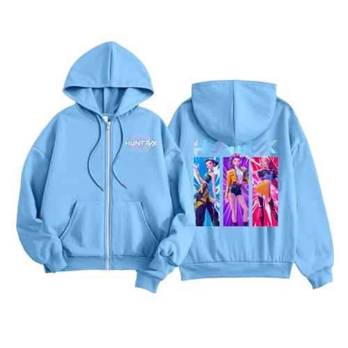 Huntrix Merch Hoodie Mädchen Jungen Kinder Zip Jacke Streetwear Huntrx/X Logo Hoodie Jacke Kapuzenpullover Langarm Reißverschluss Sweatshirt für Teenager von Generisch