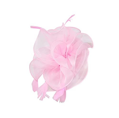 Hut für Damen, Hochzeit, Blume, Cocktail, Netzfedern, Haarspange, Teeparty, Stirnband für Jungen (Rosa, Einheitsgröße) von Generisch