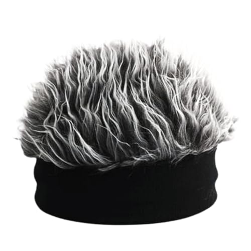 Hut mit Perücke - Tricotted Hat Hip Hop Realistic Hip mit Punkthaaren | Cosplay Elastic Accessoire, kurze integrierte Perücke für den täglichen Einsatz von lustiger Verkleidung von Generisch