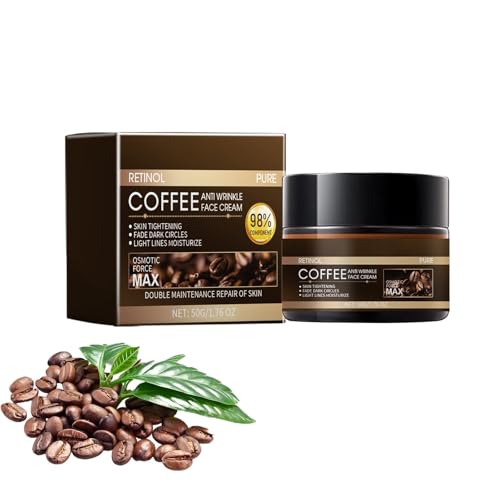 Hydrating Retinol Caffeine Anti-Wrinkle Cream, Kaffeeöl Gegen Falten, Koffein Gesichtscreme, Die Haut Tief Reparieren und Anti-Falten Nachtpflege Mit Retinol, für Männer Frauen (1) von Generisch