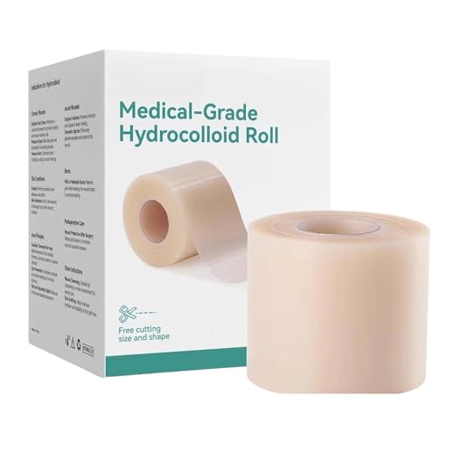 Hydrokolloid Bandagen, 5cmx5m Hydrokolloid-Rolle für die Wundversorgung, Flexible Feuchte Heilung Patch Rolle, Hydrokolloidverband für Pickel, Wundpflege, Gesicht, Schnitte, Zehen, Frauen, Männer von Generisch
