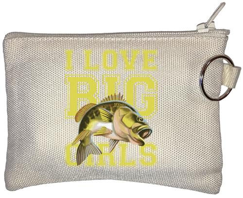 I Love Big Girls Fish Graphic Kleine Geldbörse Münzgeldbörse Beige, beige, Einheitsgröße von Generisch