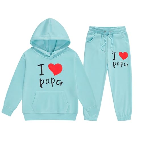 I Love Papa Jogginganzug Mädchen Kinder Trainingsanzug Tracksuit Klassisch Freizeitanzug Sport Outfit Fitness Set Hoodie & Jogginghose Loungewear 2-13 Jahre von Generisch