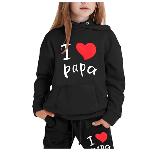 I Love Papa Jogginganzug Mädchen Kinder Trainingsanzug Tracksuit Klassisch Freizeitanzug Sport Outfit Fitness Set Hoodie & Jogginghose Loungewear 2-13 Jahre von Generisch