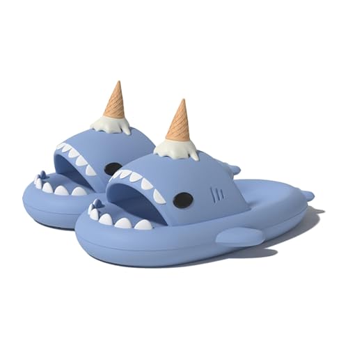 Ice Cream Shark Slides, Windmill Shark Slippers, Original Shark Slides Slippers Sandalen für Männer und Frauen (Blue, Erwachsene, 44, Numerisch (von/bis), EU Schuhgrößensystem, 45, M) von Generisch