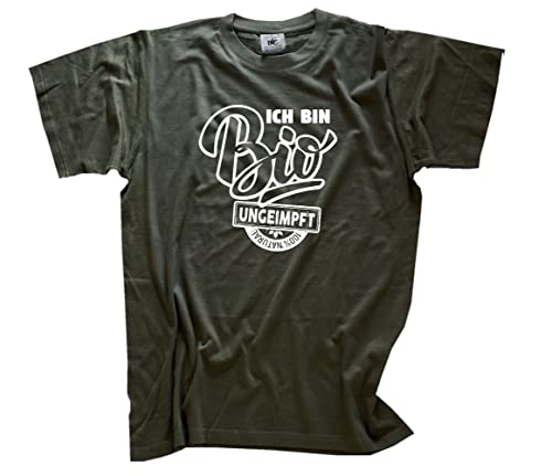 Ich Bin Bio-UNGEIMPFT II T-Shirt Olive M Klassisch Kurzarm Rundhals von Generisch
