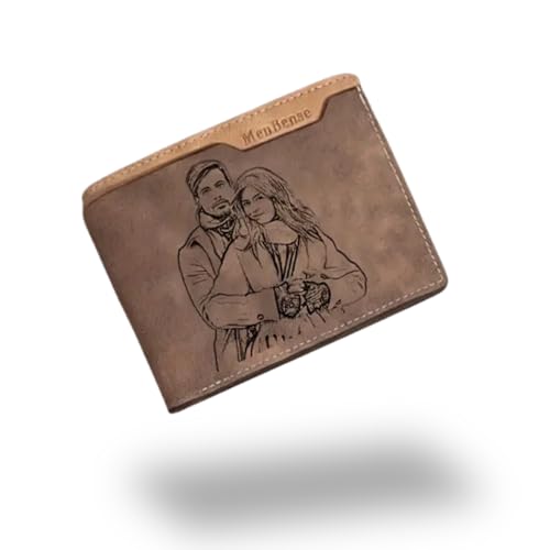 Individuelle Herren-Geldbörse – Vintage PU-Leder mit Foto- & Namensgravur, einzigartiges Geschenk für Vater, Freund, Jubiläum & Vatertag von Generisch