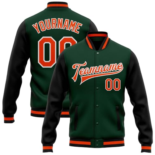 Individuelle Herren-Varsity-Jacke, gestalten Sie Ihre eigene Baseballjacke, personalisierte Bomberjacken, personalisierbare Letterman-Baseballjacken, Namensnummer, 1-dunkelgrün, L von Generisch