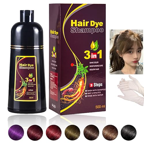 Instant Koffein Braun Hair Haarfärbemittel, Natural Hair Dye Shampoo, 500 ml, Natürliche schwarze Haarfarbe 3 in 1 für Männer & Frauen,Lang anhaltende schwarze Farben von Generisch