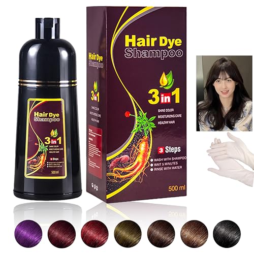 Instant Schweres Braun Hair Haarfärbemittel, Natural Hair Dye Shampoo, 500 ml, Natürliche schwarze Haarfarbe 3 in 1 für Männer & Frauen,Lang anhaltende schwarze Farben von Generisch