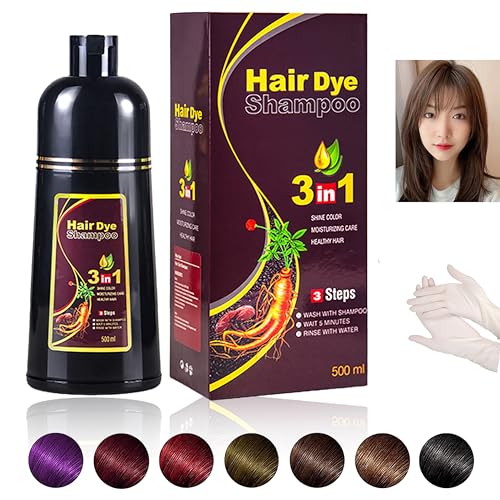 Instant kastanienbraun Hair Haarfärbemittel, Natural Hair Dye Shampoo, 500 ml, Natürliche schwarze Haarfarbe 3 in 1 für Männer & Frauen,Lang anhaltende schwarze Farben von Generisch