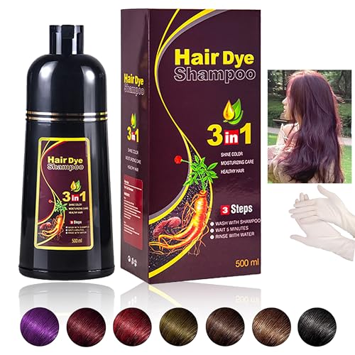 Instant violett Hair Haarfärbemittel, Natural Hair Dye Shampoo, 500 ml, Natürliche schwarze Haarfarbe 3 in 1 für Männer & Frauen,Lang anhaltende schwarze Farben (violett) von Generisch