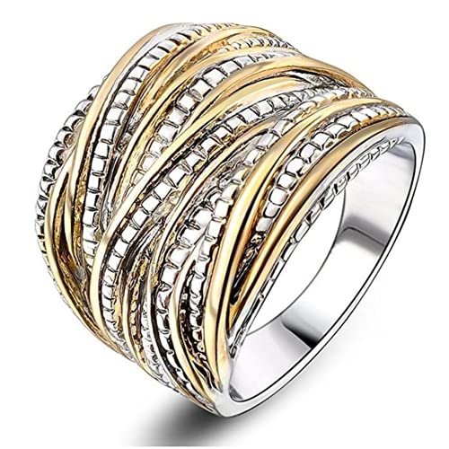 Intertwined Crossover Statement Ring Fashion Chunky Band Ringe für Frauen Männer Gold Silber Rose Vergoldet Breite Zeigefingerringe Modeschmuck von Generisch