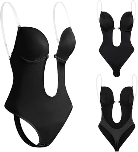Invishaper - Plunge Damen BH RüCkenfreie Body Tiefen RüCkenausschnitt, Shapewear Formende Bodys Bodysuit mit Haken Shaping Unterwäsche Rückenfreier BH Unsichtbar Push up BHS von Generisch