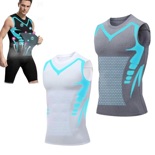 Ionic Shaping ärmellose Weste für Herren, Version 2025, ionisches Shaping, ärmelloses Shirt, für ein perfektes Körpertraining, Tank-Top, 2 Stück - C, XXL von Generisch