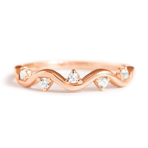Is Not Linear Self Love Highs and Lows Wave Ring, 925 Sterling Silver Self Love Rings, Personalized Stacking Ups and Inspirational Wave Encouraged Ring (Rose Gold, 5) von Generisch