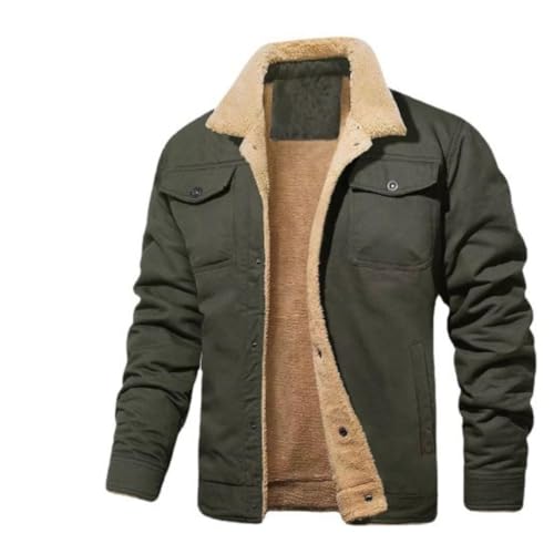 Isolierte Arbeitsjacken Für Herren Arbeitsjacken Mit Dickem Baumwollfleece-Futter Isolierte Trucker-Arbeitsjacken Aus Fleece Mit Revers Jacken Mit Mehreren Taschen (FARBE2,M) von Generisch