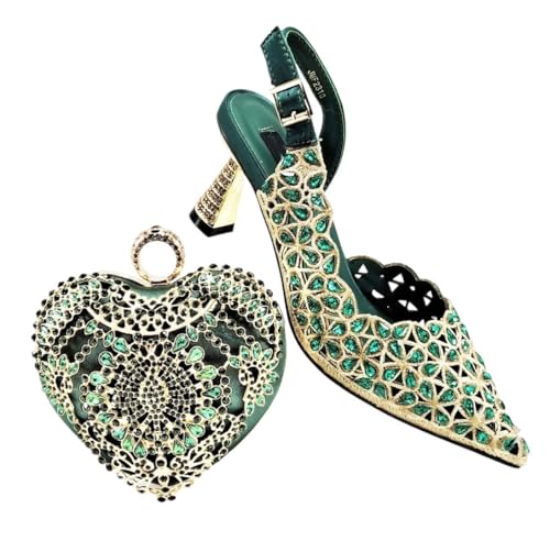 Italienische Mode Damen Schuhe und Tasche Set 2025 Nigerianischer Stil Heels mit passender Handtasche, En8, 39.5 EU von Generisch