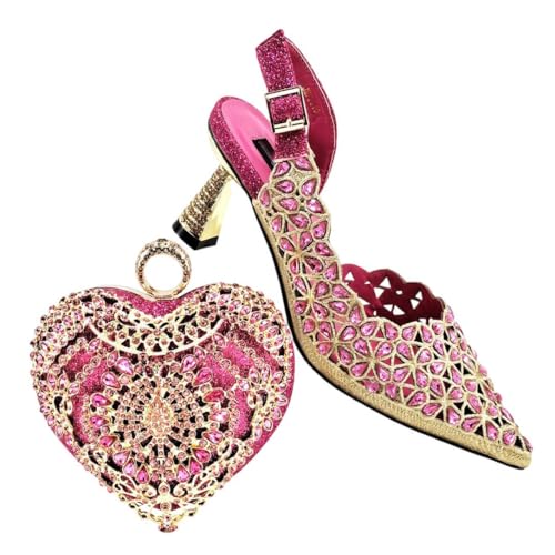 Italienische Mode Damen Schuhe und Tasche Set 2025 Nigerianischer Stil Heels mit passender Handtasche, R0001, 42.5 EU von Generisch