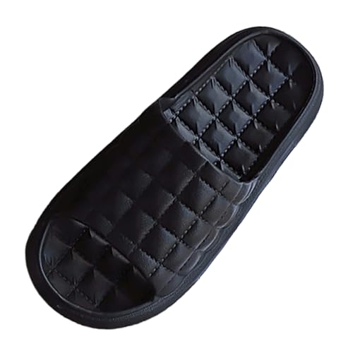 Italienische Schuhe Damen Hausschuhe für Frauen im Sommer, Innenbadezimmer für Männer, Hausschuhe für Paare, Hotel, weiche Sohlen, einfarbige Sandalen Damen Schuhe Kariert (Black, 41) von Generisch