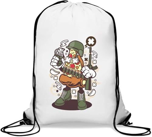 Italienischer Soldat Soldat Pizza Lustiger Italienischer Militär-Parodie Turnbeutel Casual Kordelzug Tasche Weiß von Generisch