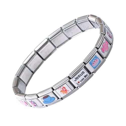Italienisches Modulares Charm Armband | Edelstahl Handgefertigtes Handgelenksarmband für Mädchen - Mode Schmuck Reise Camping Festlichkeiten von Generisch