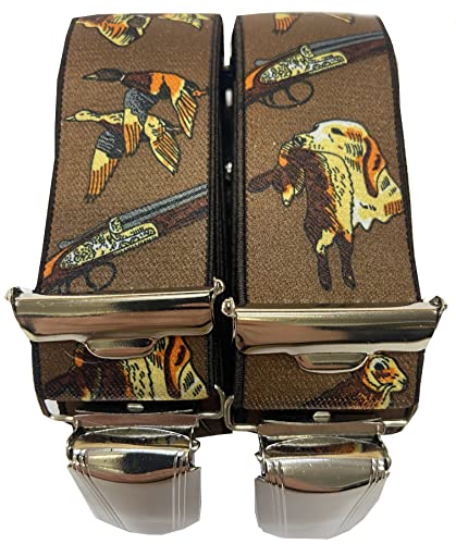 EDERER JÄGER Hosenträger - Österreich-Vienna-35MM breite Hosenträger mit 4 Clips in H-Form verstellbare elastische Hosenträger mit starkem Metallclip/Jagd Hund braun ST-009 von EDERER
