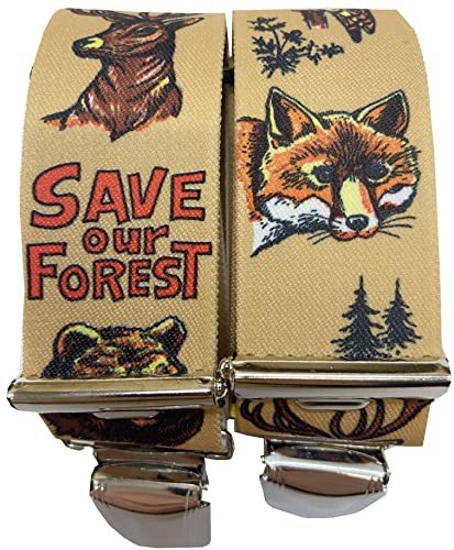 EDERER JÄGER Hosenträger - Schütze Unseren Wald - Österreich-Vienna - 35MM Breite Mit 4 Clips in H-Form Verstellbare Elastische Mit Starkem Metallclip/SaveOurForest Beige ST-015 EDERER JÄGER Hosenträger - Schütze Unseren Wald - Österreich-Vienna - 35MM Breite Mit 4 Clips in H-Form Verstellbare Elastische Mit Starkem Metallclip/SaveOurForest Beige ST-015 von EDERER