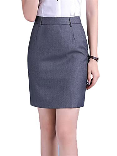 JIER Damen Business Hohe Taille Bleistiftrock Knielang Rock Pencil Rock Freizeit Business Rock Bleistiftröcke Hüftrock Skirt Kurze Röcke Anzug-Rock Oversize (Grau,L,L) von Generisch