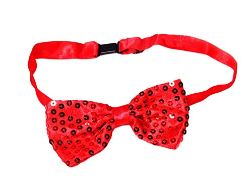 generisch JIER Pailletten Fliege Neuheit Krawatte Glitzer Party Tie Bowtie Fliege Paillettenkrawatte für Damen & Herren Fasching Karneval für Herren (Rot,One Size) von generisch