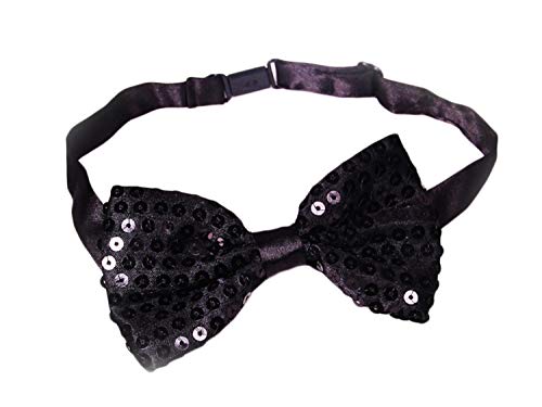 generisch JIER Pailletten Fliege Neuheit Krawatte Glitzer Party Tie Bowtie Fliege Paillettenkrawatte für Damen & Herren Fasching Karneval für Herren (Schwarz,One Size) von generisch