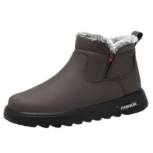 Jack Herren Schuhe Winter Herren Baumwollschuhe 2025 Fleece gefüttert verdickt Winter auf Outdoor Anti Stiefel Felleinlagen Schuhe Herren (Brown, 40) von Generisch